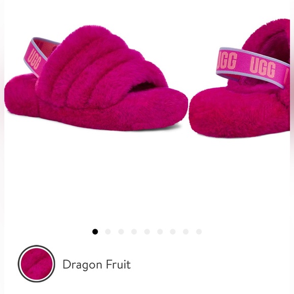 UGG | Shoes | Ugg Kids Fluff Yeah Genuine Shearling Slide Sandal Dragon  Fruit | Poshmark